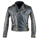 Herren Motorradjacke aus echtem Rindsleder im Used-Look, braun, Brando